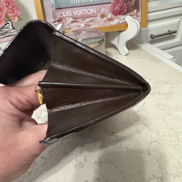 Louis Vuitton REPAINTED brown monogram vernis wallet w/insert chain and COA